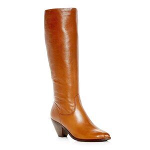 $450 FRYE Lila Leather Slouch CONE High-Heel Boots POINTY BROWN 9 (MG30)